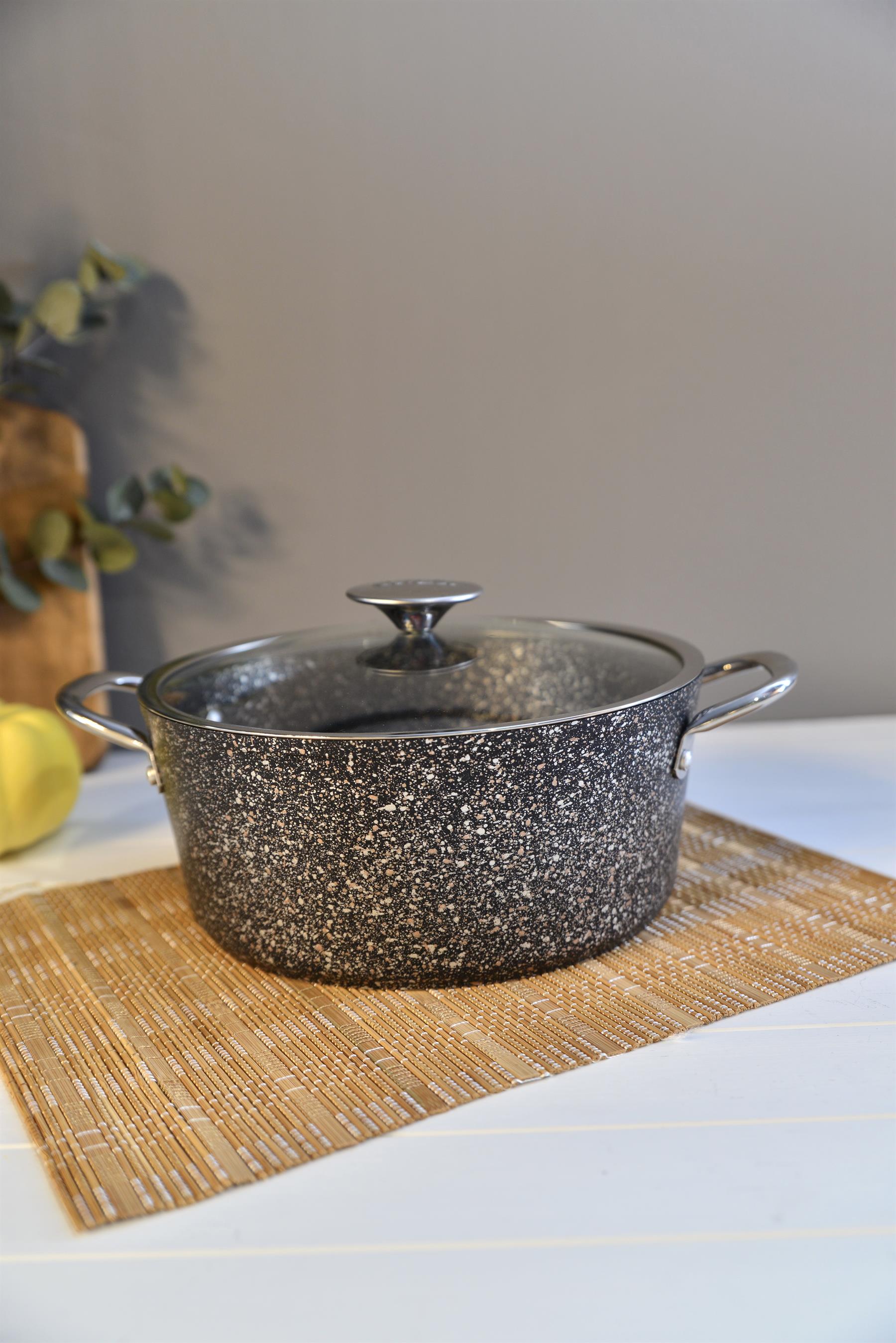 OMS İndüksiyon Tabanlı Granit Derin Tencere 24 cm