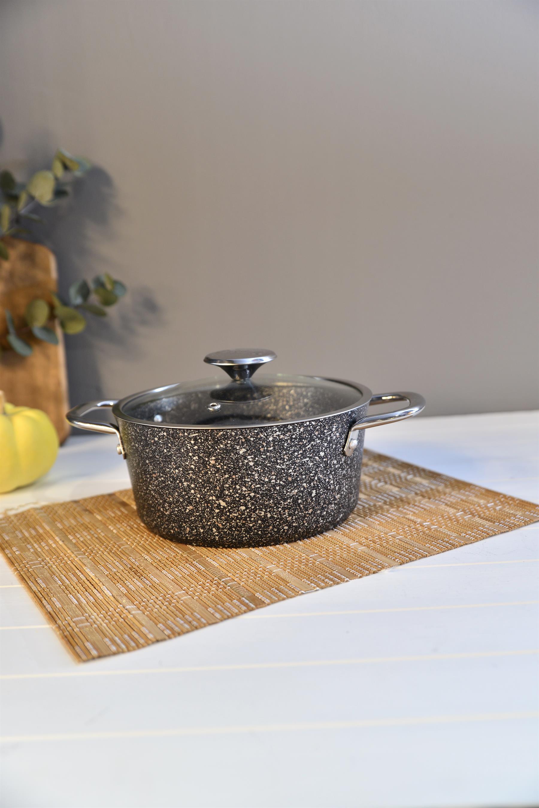 OMS İndüksiyon Tabanlı Granit Derin Tencere 20 cm