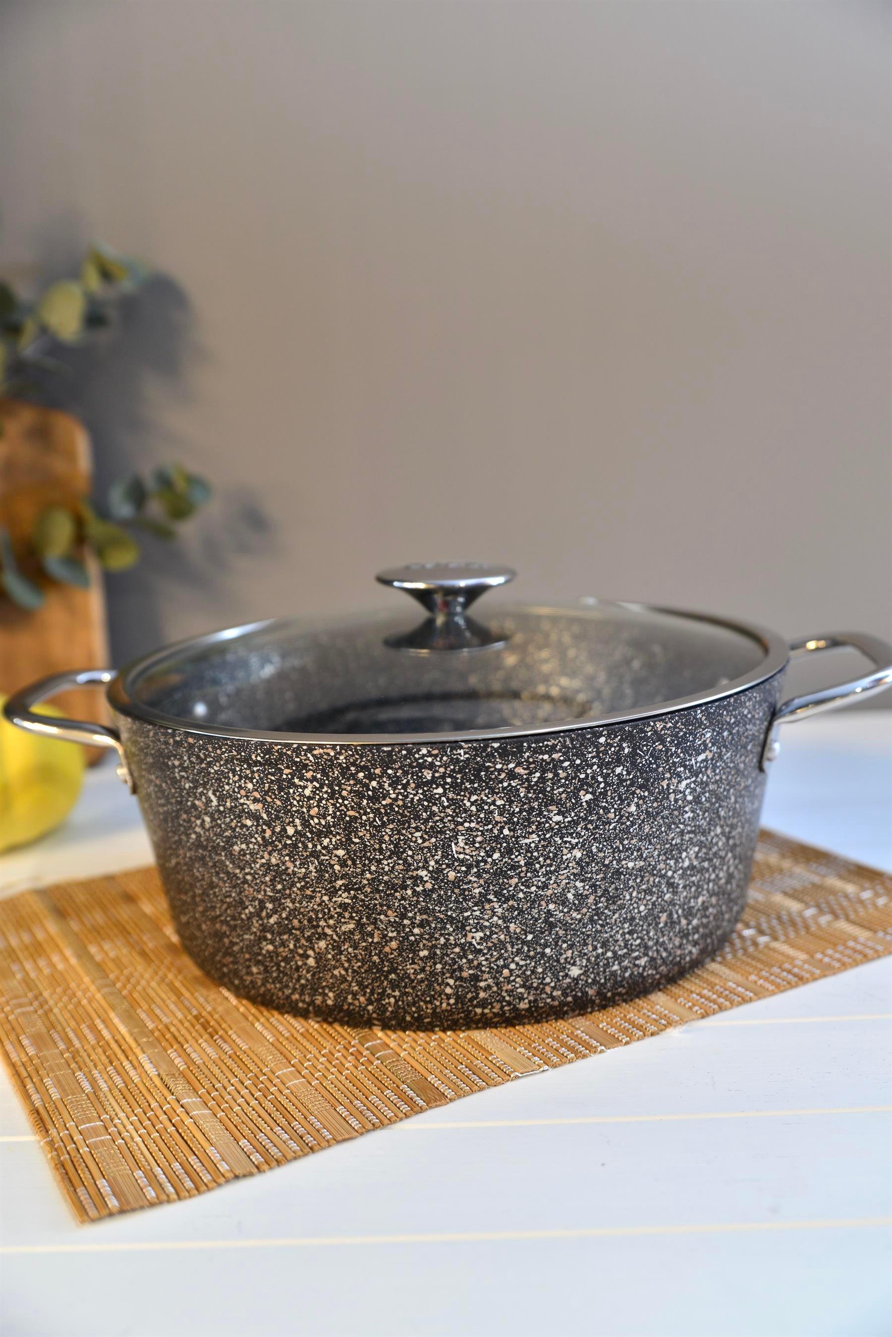 OMS İndüksiyon Tabanlı Granit Derin Tencere 30 cm