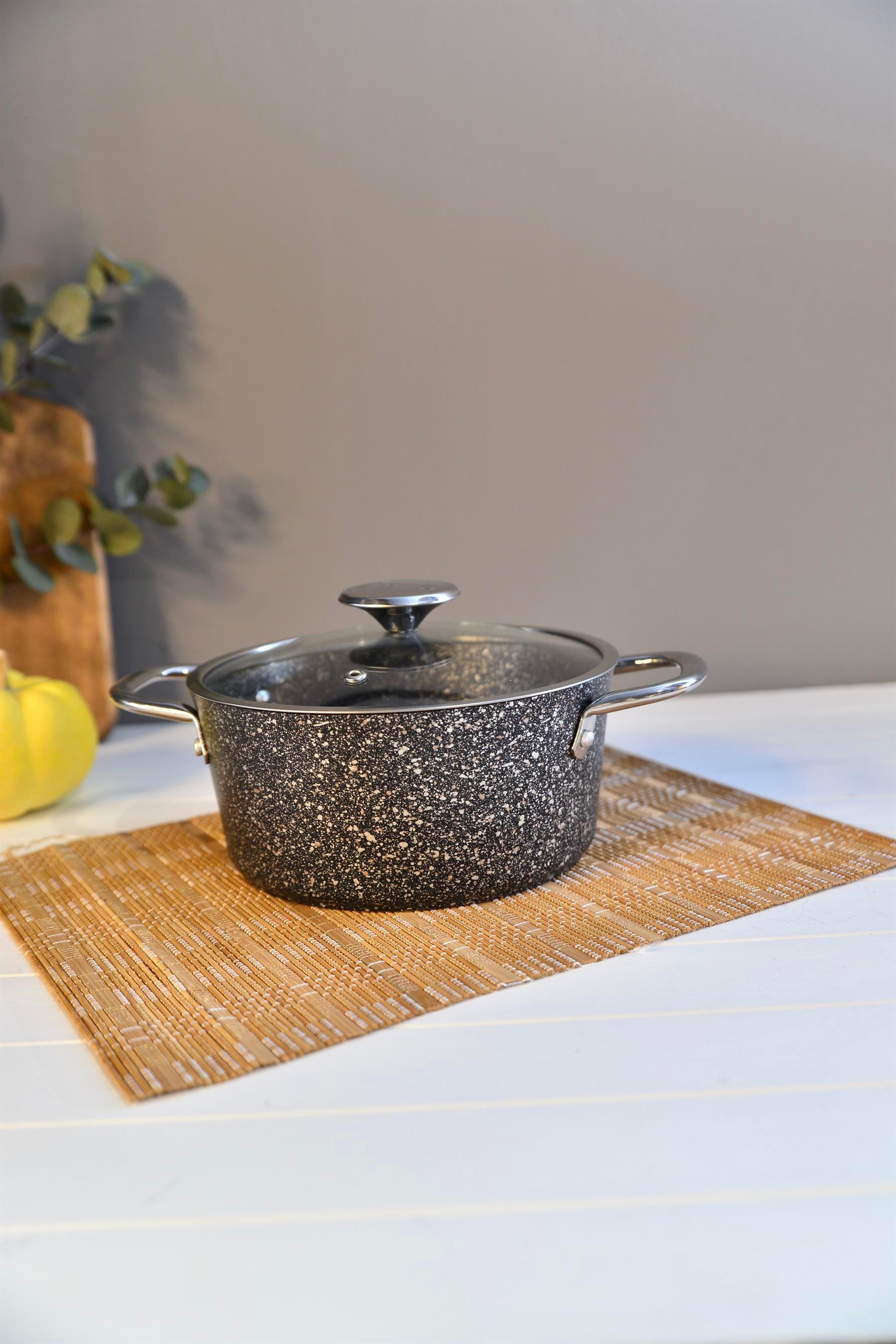 OMS İndüksiyon Tabanlı Granit Derin Tencere 22 cm