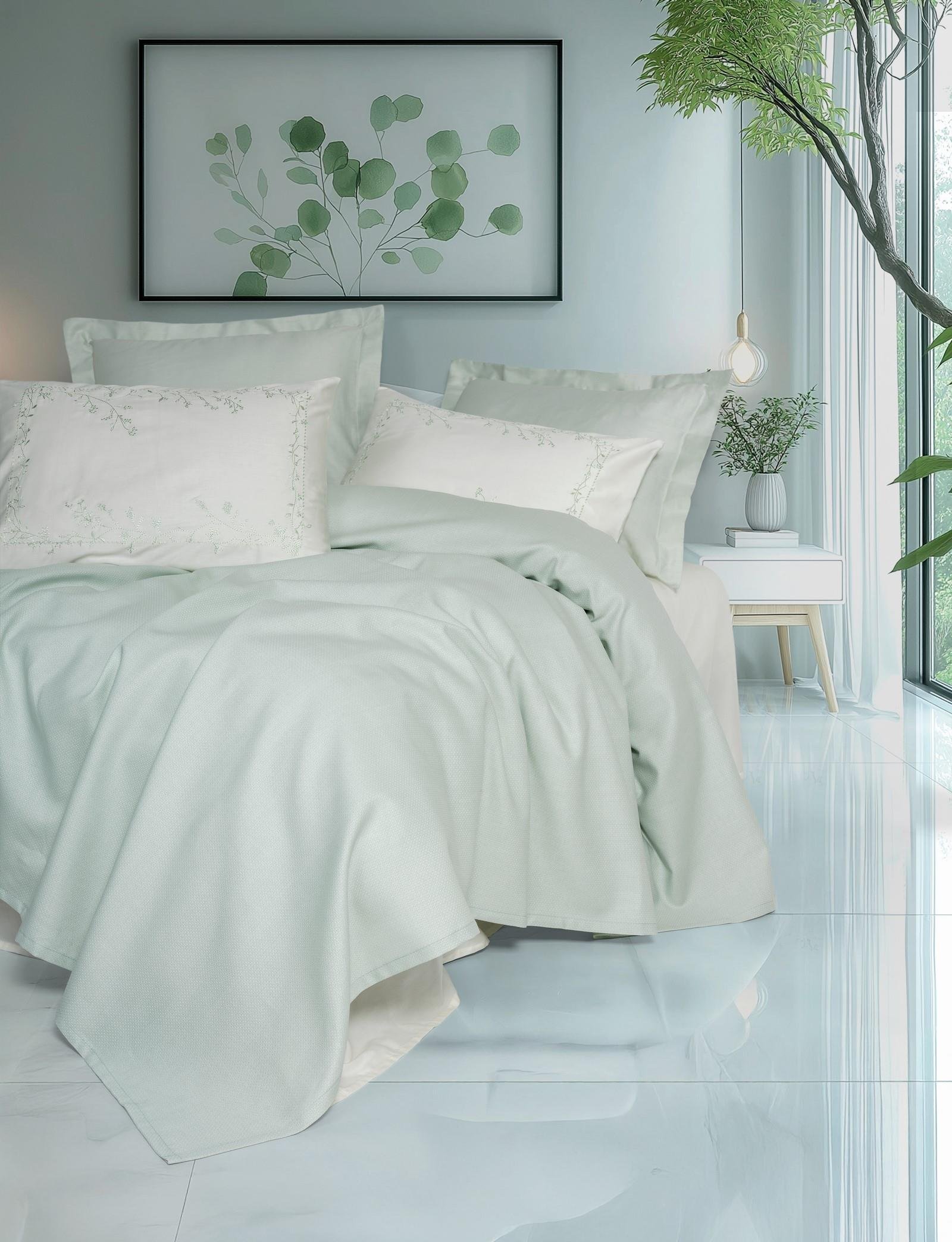 Serenity Bambu Çift Kişilik Pike Takımı Brisa Mint