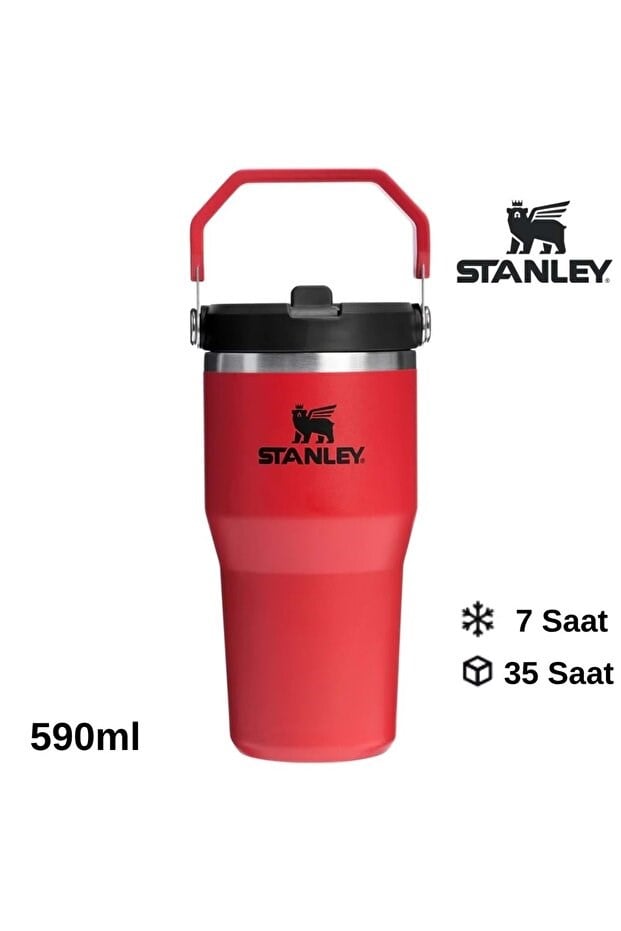 Stanley The IceFlow Flip Straw Pipetli Termos Bardak 0,60 LT - 20oz Chili Black