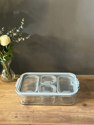 5 Li Cam Kahvaltılık Seti - Gri