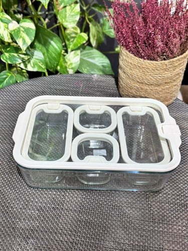 5 Li Cam Kahvaltılık Seti - Krem