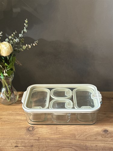 5 Li Cam Kahvaltılık Seti - Krem