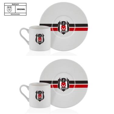 Beşiktaş Lisanslı Çizgili 2'li Kahve Fincan Takımı