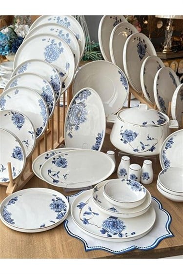Blue Blanch 60 Parça 12 Kişilik Porselen Yemek Takımı