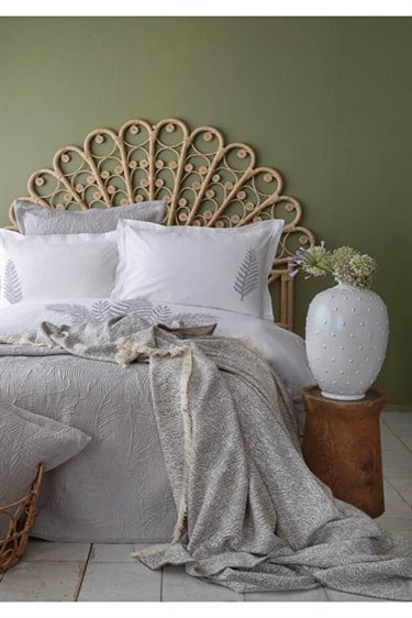 Çift Kişilik Timeless Yatak Örtüsü Nevresim Set Foglia Gray