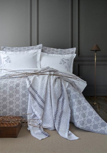 Çift Kişilik Timeless Yatak Örtüsü Nevresim Set Crown Gray