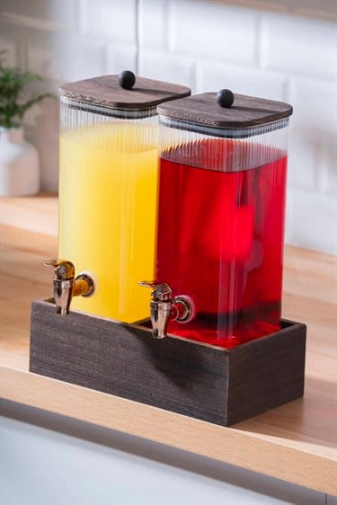 Dominic Ahşap Stantlı 2 Li Cam Sebil - 2600 ML