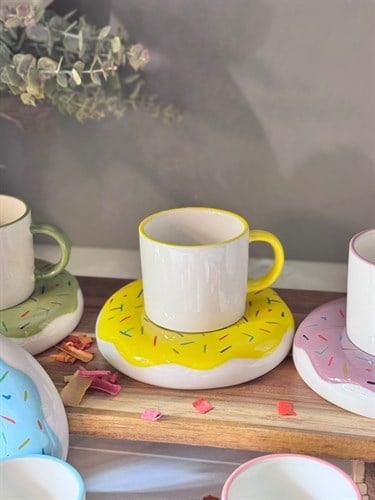 Donut 6 Kişilik Porselen Nescafe Fincan Takımı 