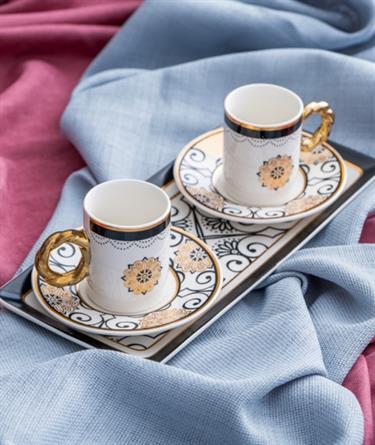 Francesca 2 Kişilik Porselen Kahve Fincanı Takımı - 90 ml / Siyah