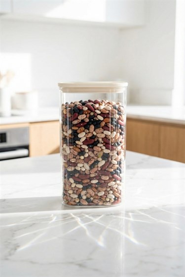 Lena Krem Cam Kapaklı Borosilikat Cam Saklama Kavanozu - 1500 ML