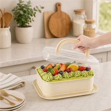 Sweetcase Plastik Kapaklı Kelepçeli Karbon Çelik Kare Kek Kalıbı
