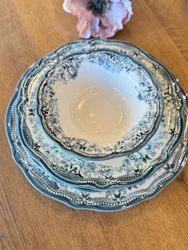 Velour Antrasit 6 Kişilik 24 Parça Porselen Yemek Takımı