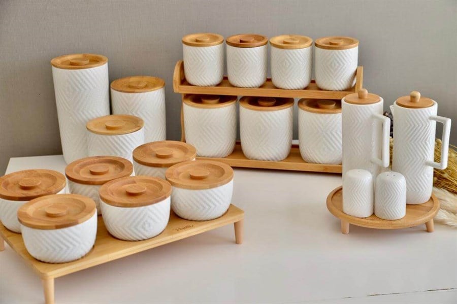 41 Parça Bambu & Porselen Mutfak Seti