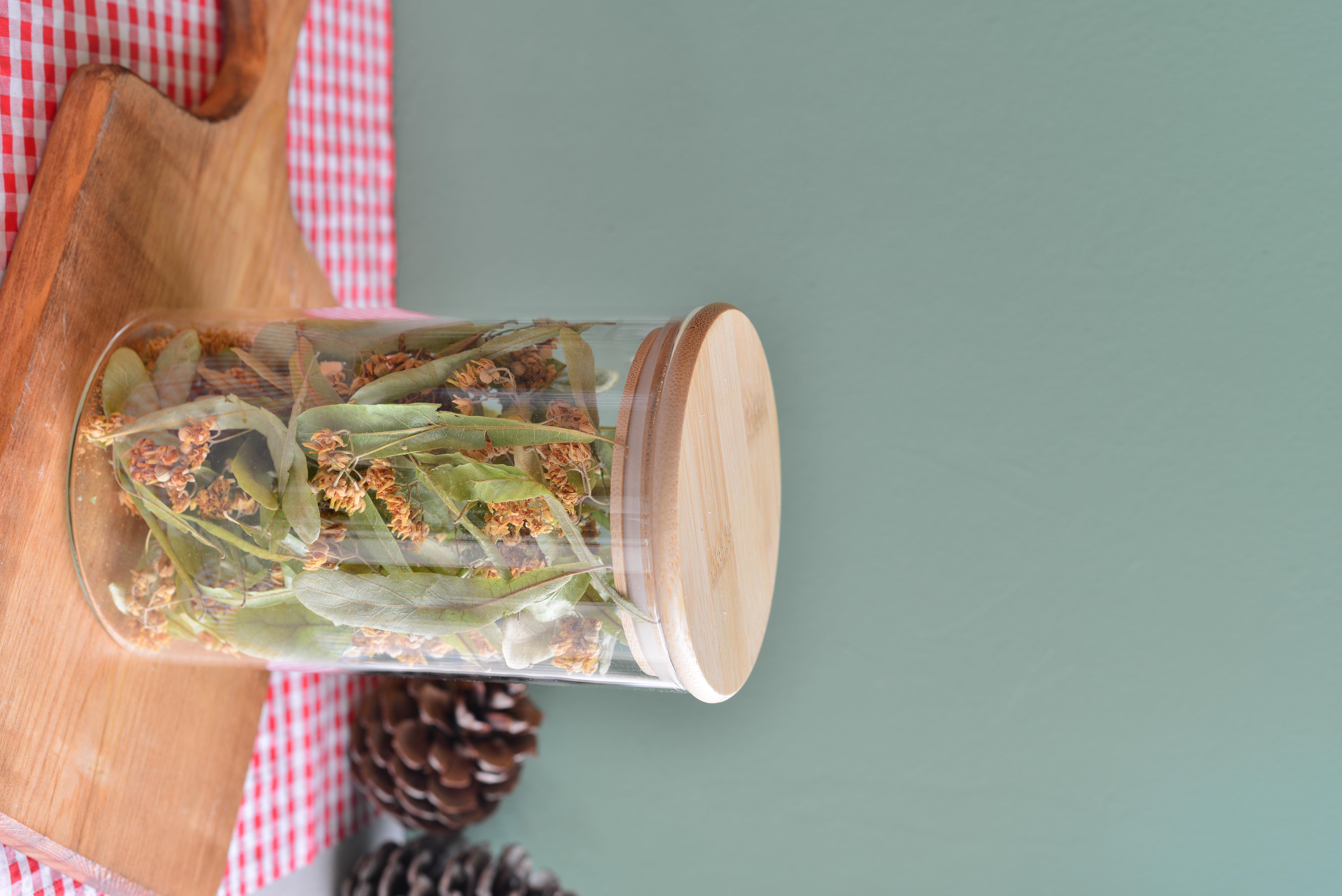 1000 ML Bambu Kapakli Cam Yuvarlak Kavanoz / 1  Adet