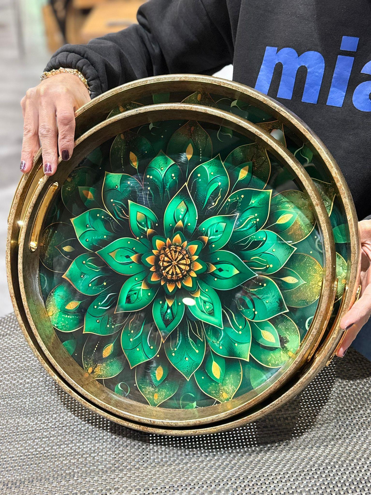 2 Li Cam Desenli Tepsi