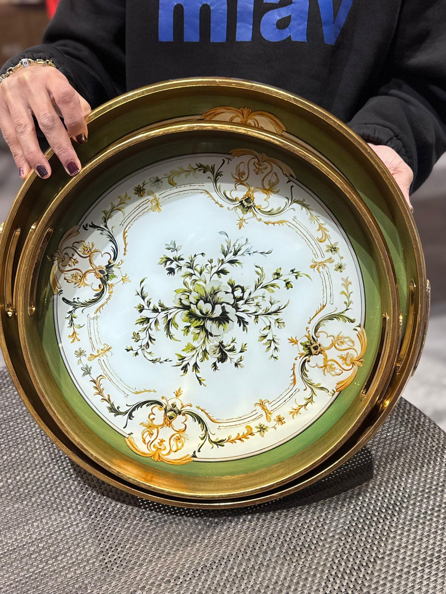 2 Li Cam Desenli Tepsi