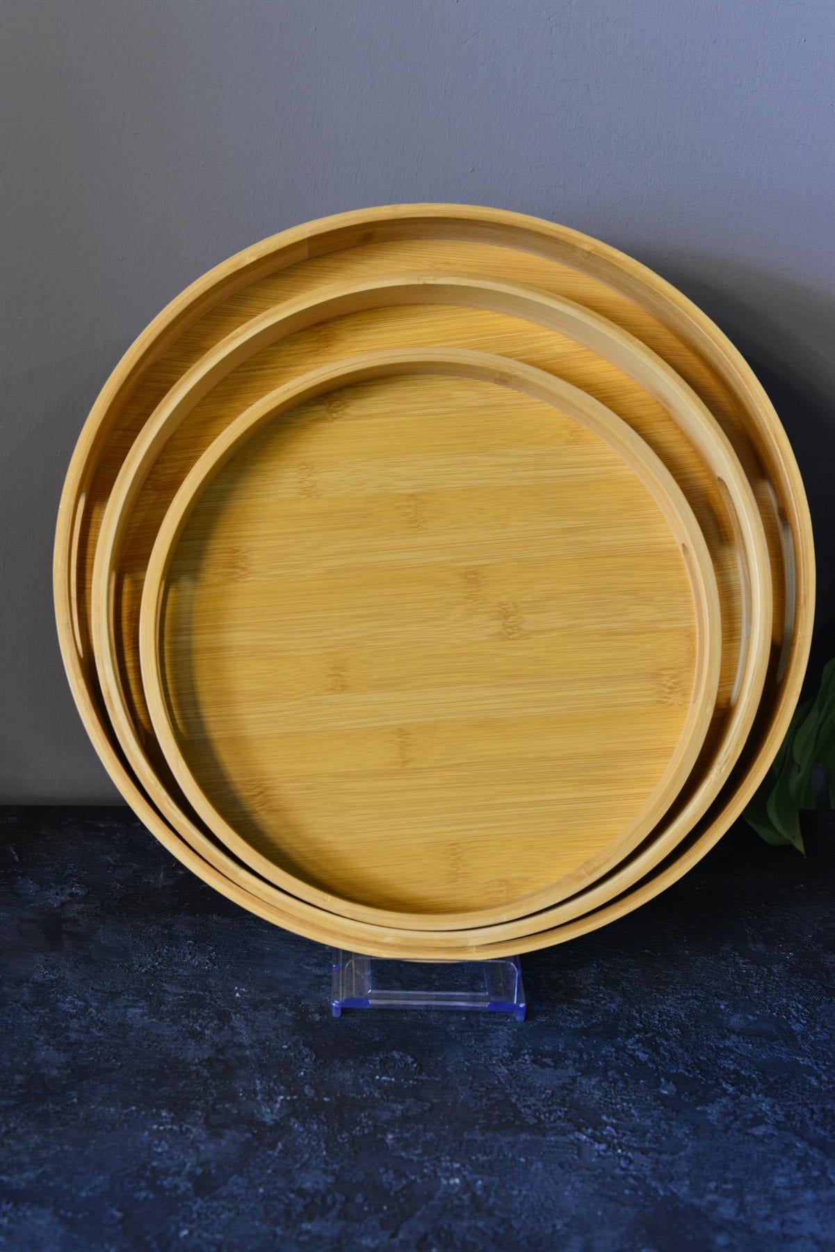 3 lü Yuvarlak Bambu Tepsi 30/35/40 cm
