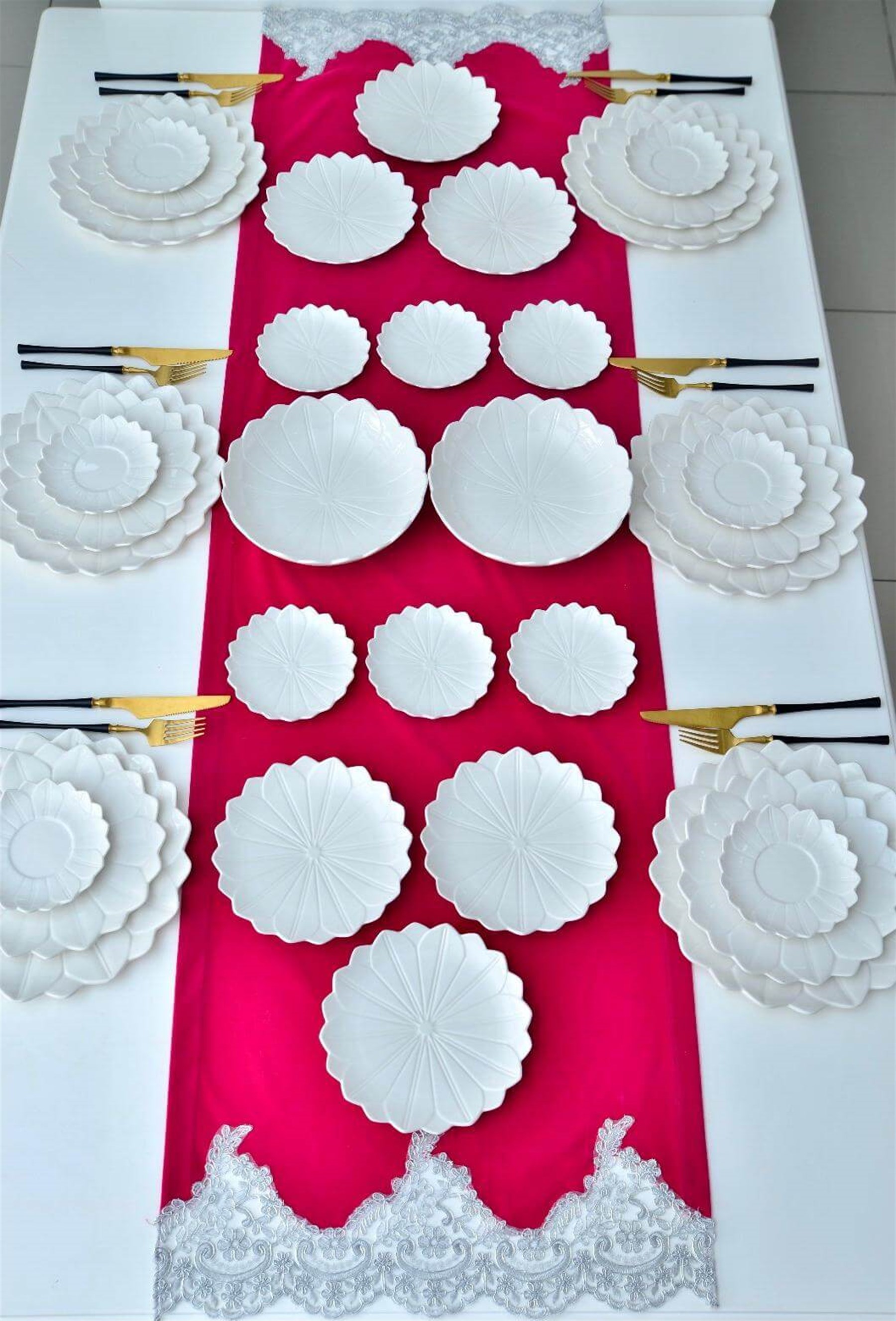32 Parça 6 Kişilik Papatya Porselen Yemek Takımı