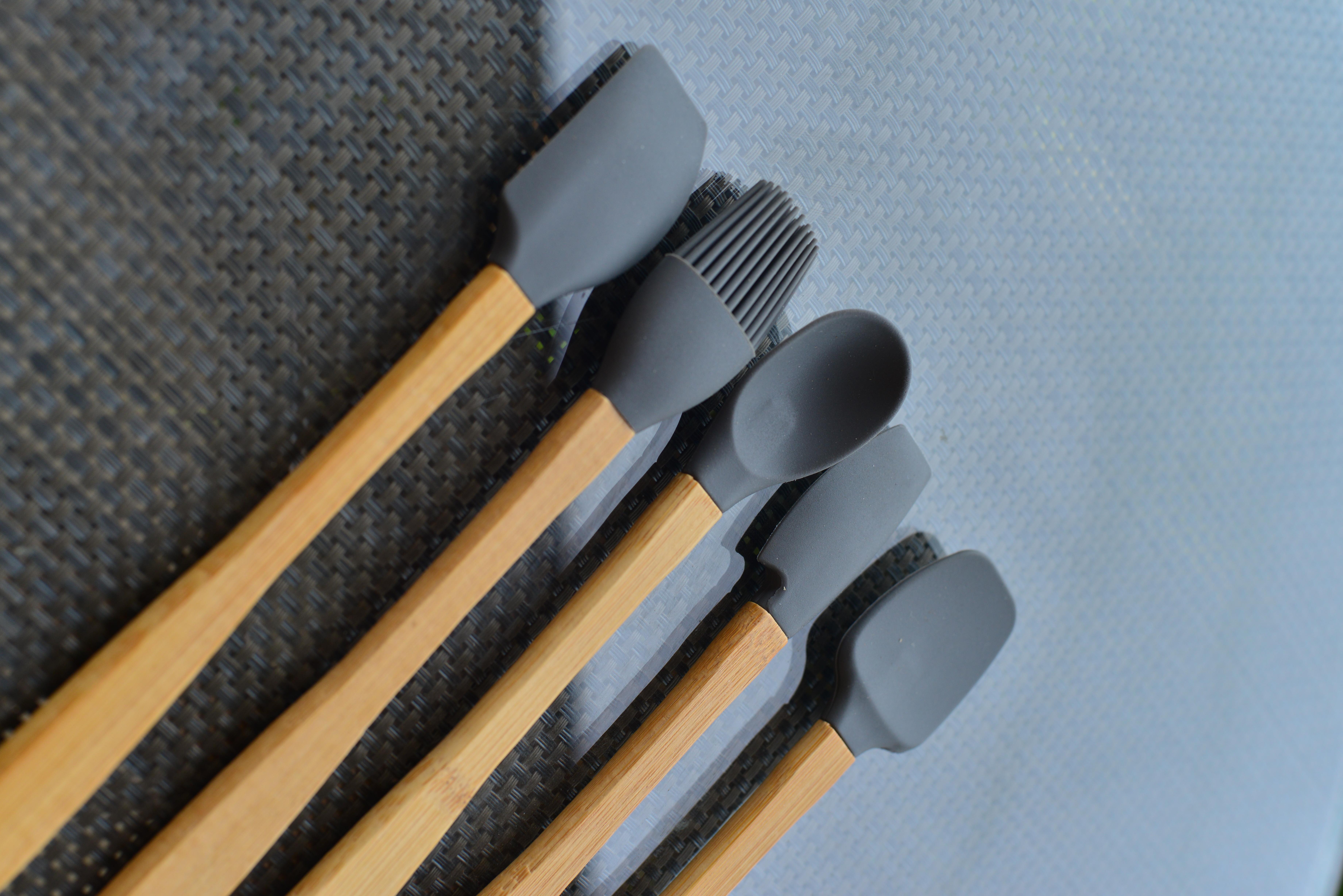 5 Li Mini Bambu Spatula Seti / Gri