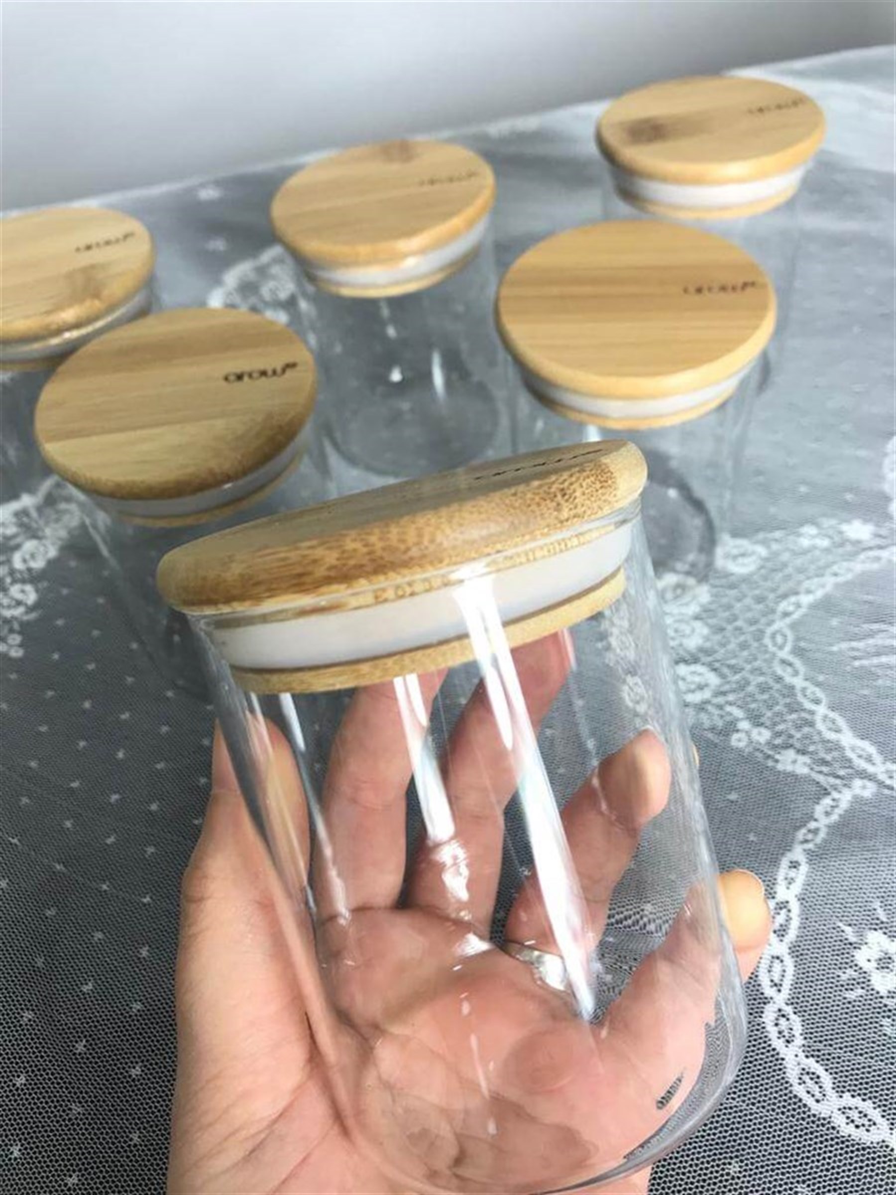 6 ADET 230 ML BAMBU KAPAKLI CAM KAVANOZ