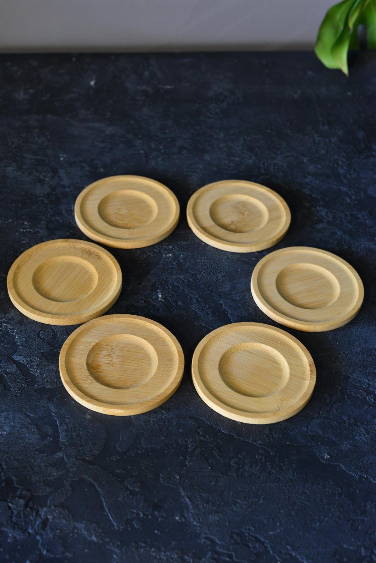 6 Lı Bambu Çay Tabak 