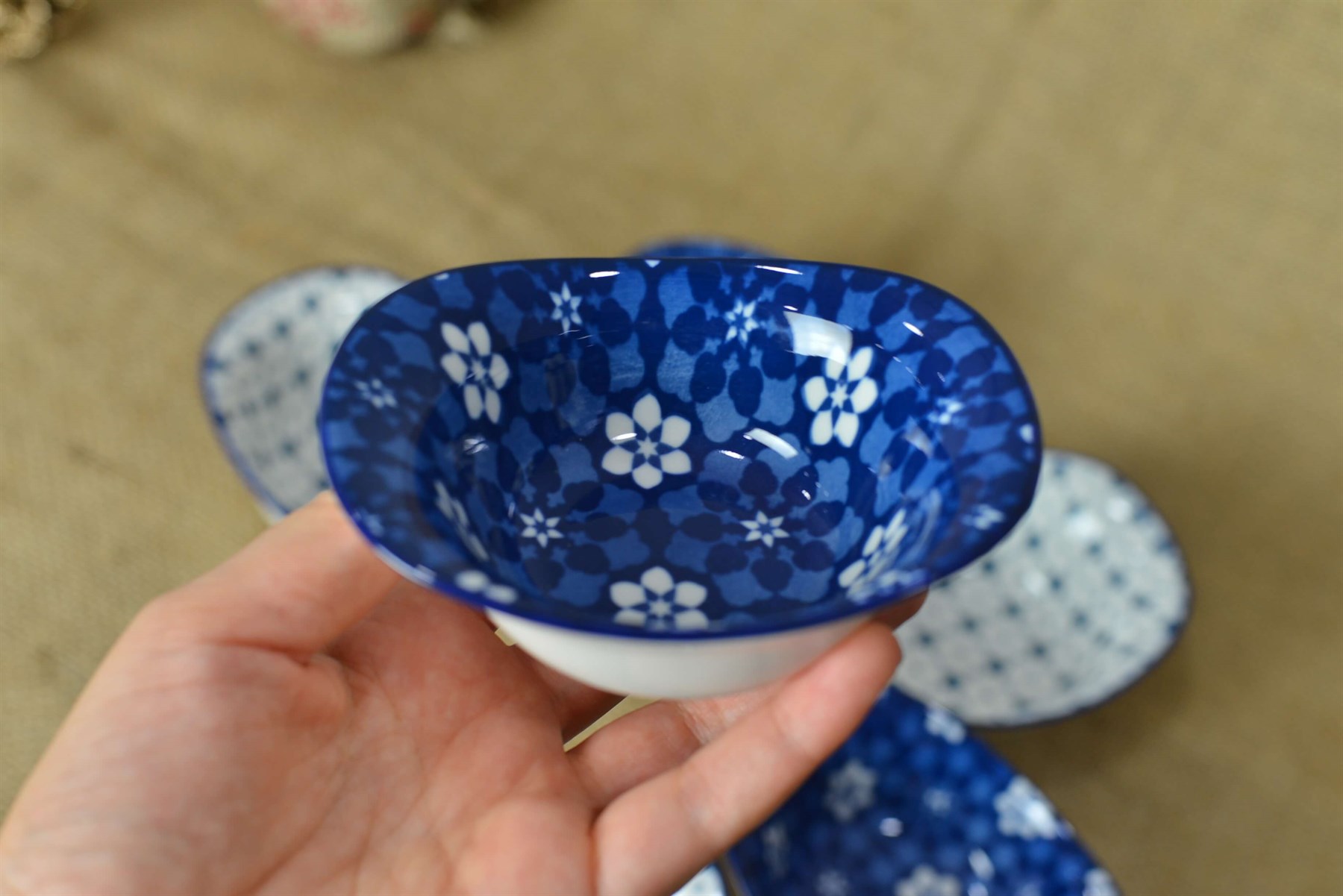 6 Lı Etnik Desen Porselen Sosluk / Drajelik