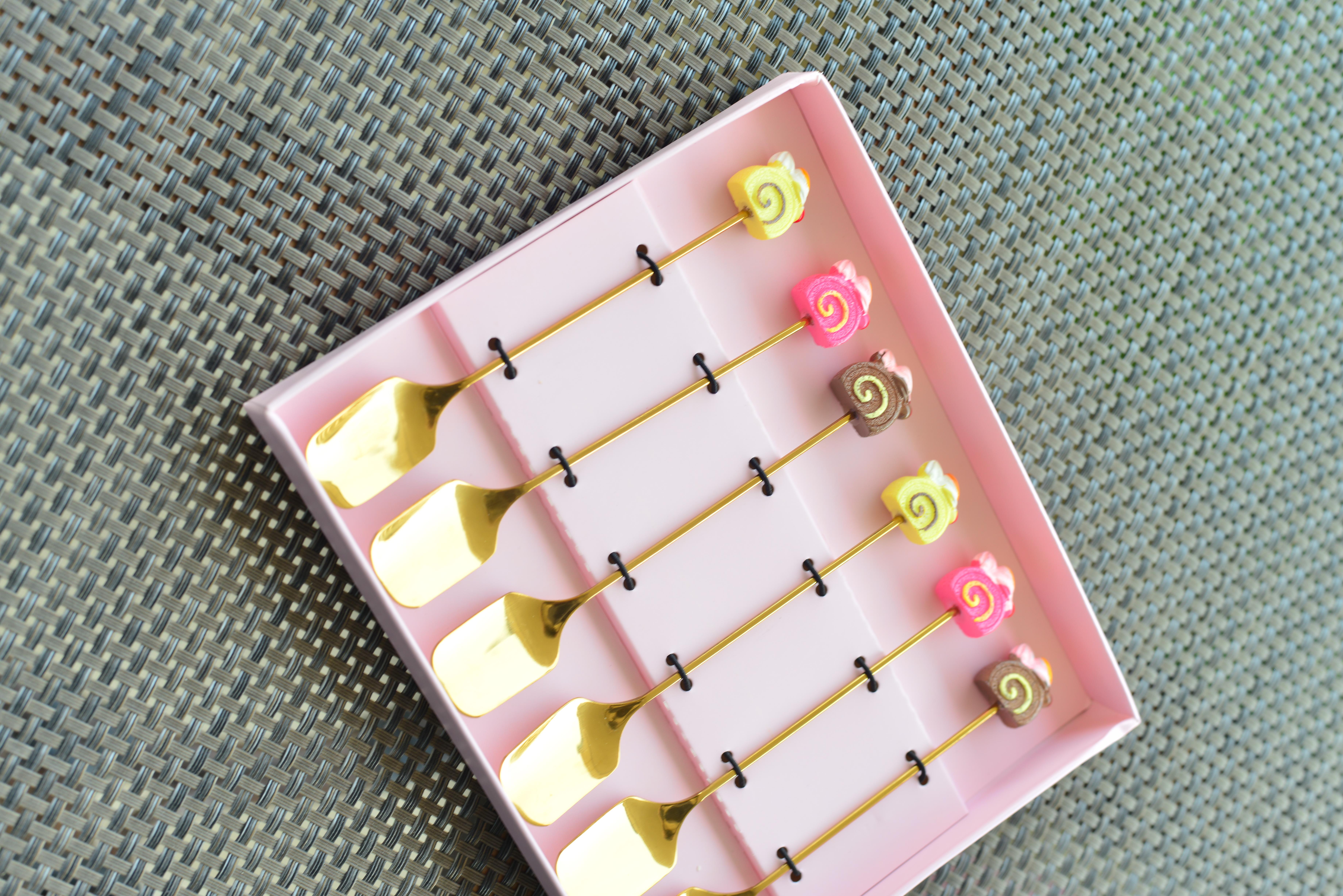 6 Lı Gold Kalpli Metal Çay / Nescafe Kaşığı / Cake