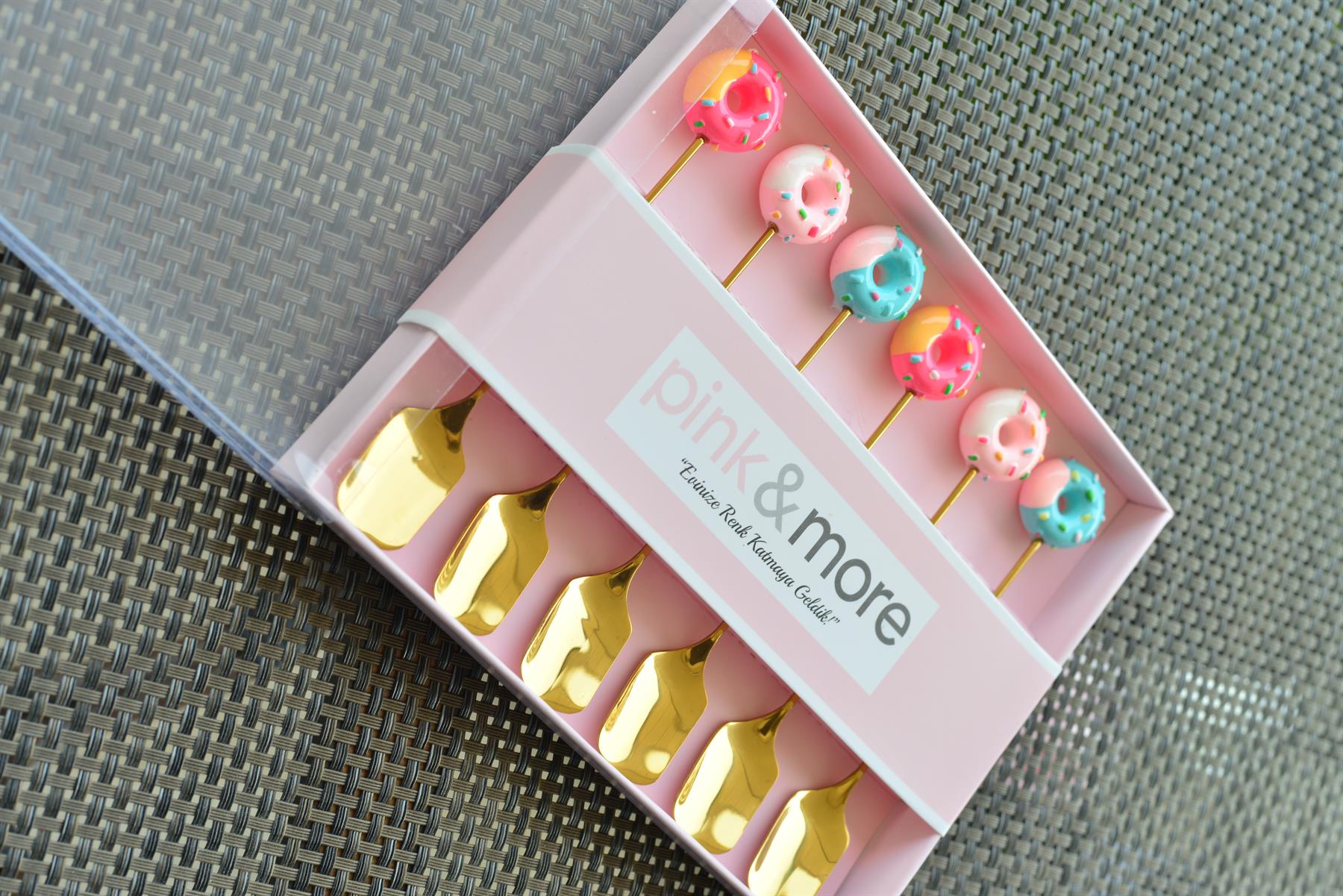 6 Lı Gold Metal Çay / Nescafe Kaşığı / Şeker Donut