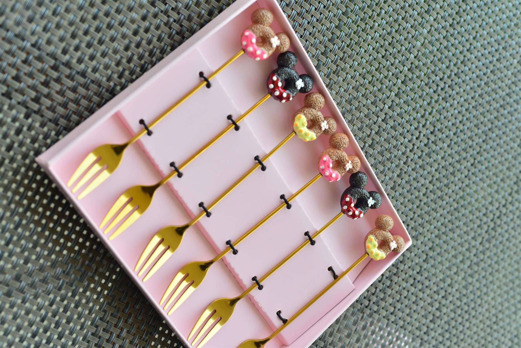 6 Lı Gold Metal Meyve Çatalı / Mickey