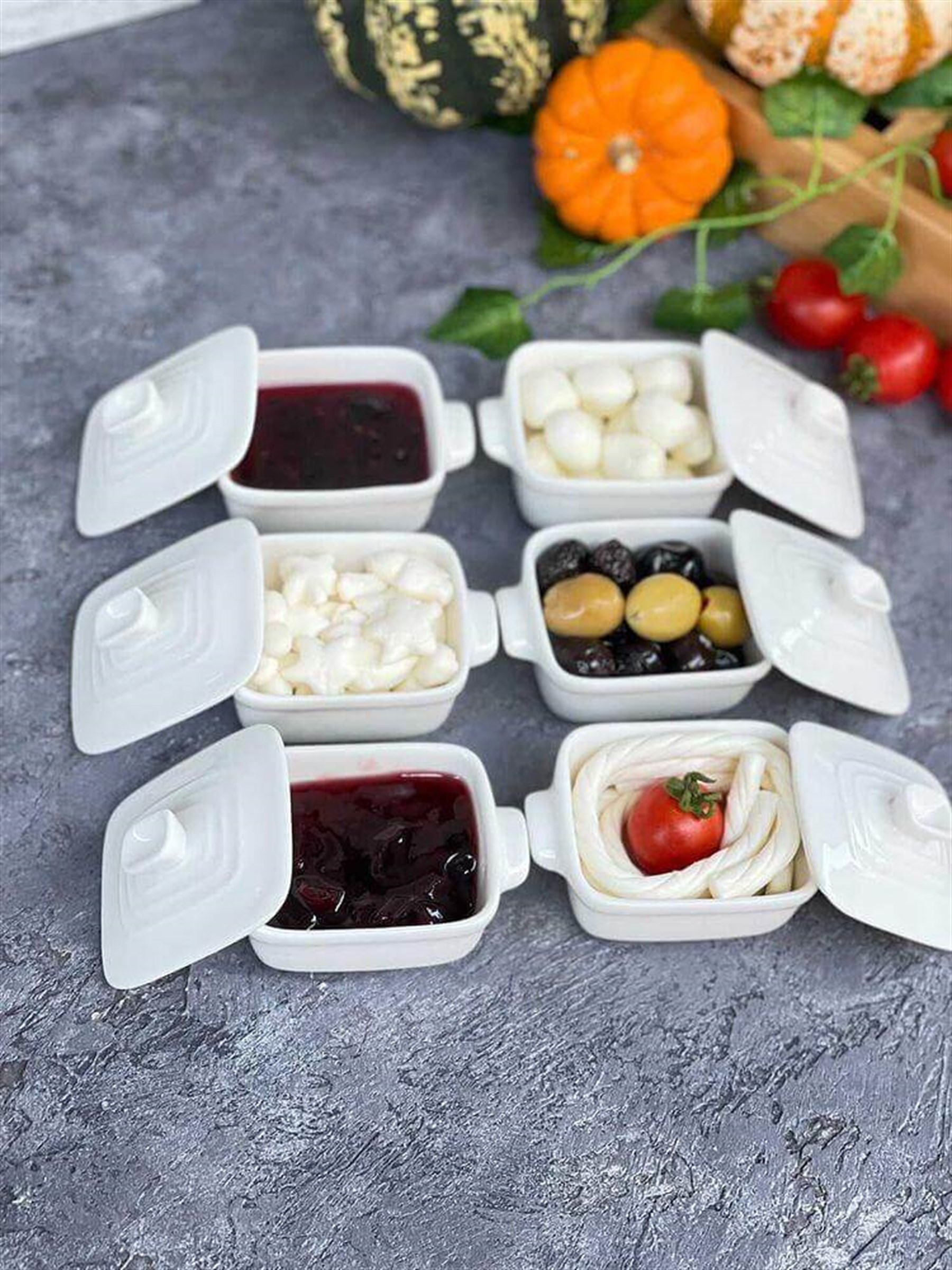 6 Lı Porselen Mini Reçellik Kase