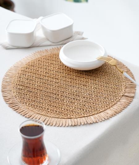 6 lı Püsküllü Amerikan Servis Supla - Kahverengi