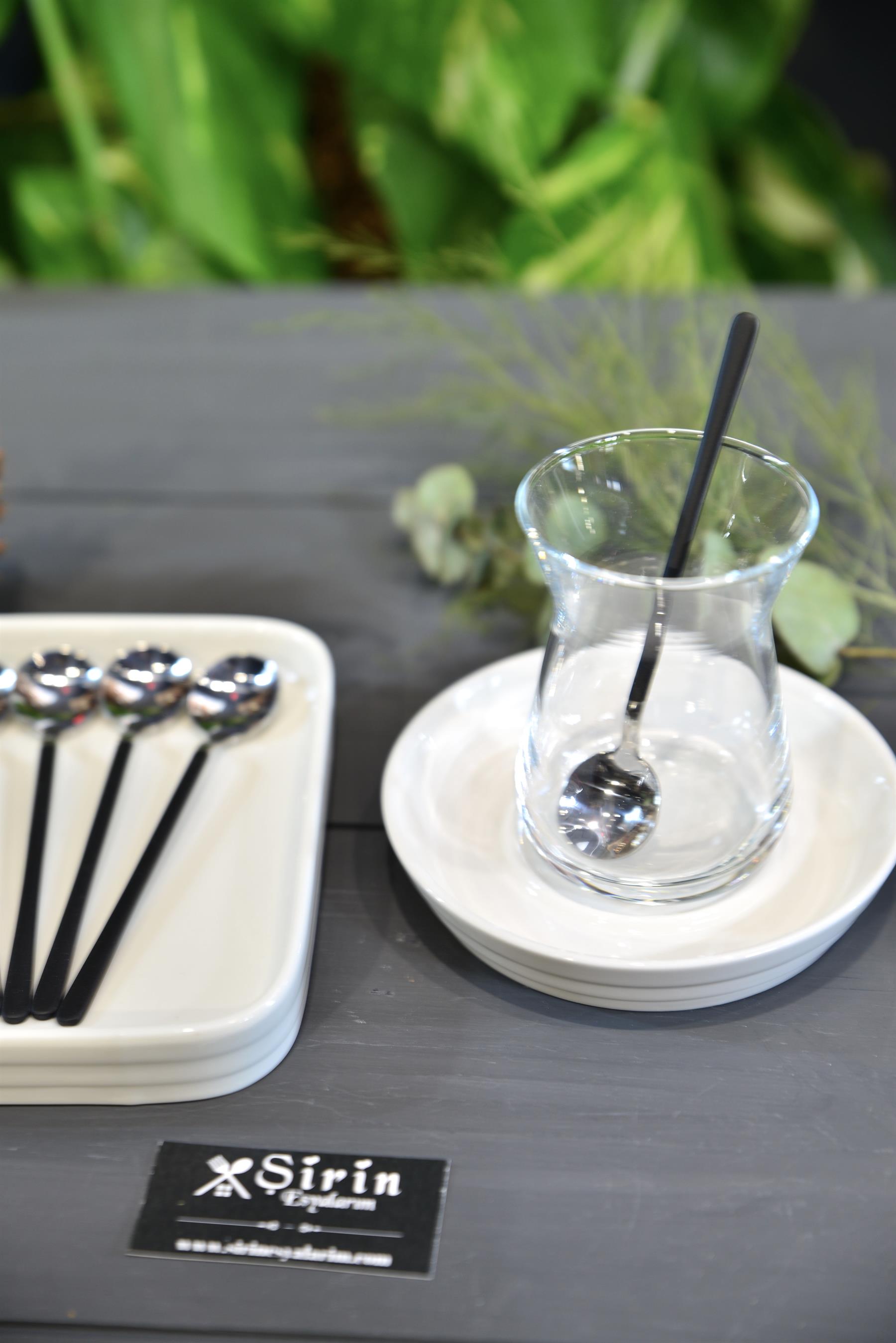 6 Lı Starliçe Siyah Inox Çay / Nescafe Kaşığı