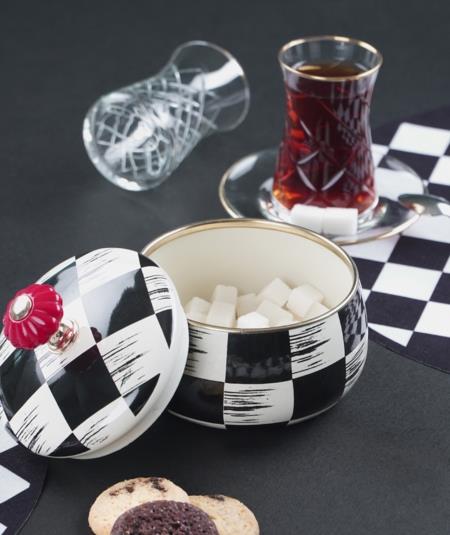 Acar Damalı Emaye Kapaklı Şekerlik