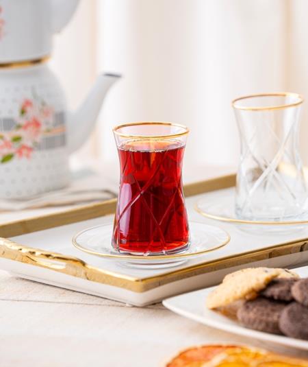 Ametist 6 Kişilik 12 Parça Gold Çay Seti