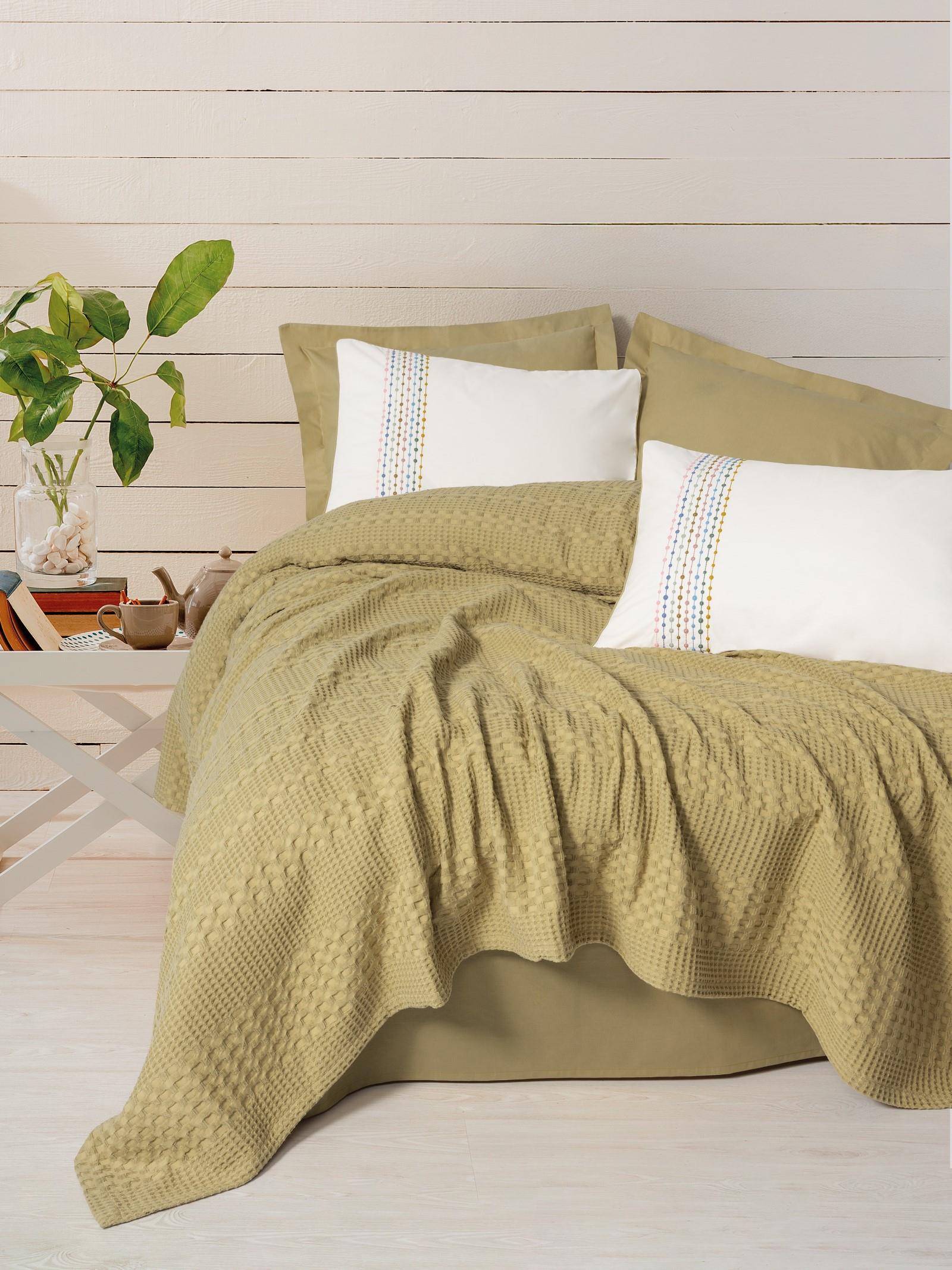 Aura Çift Kişilik Pike Takımı Pebble Hardal