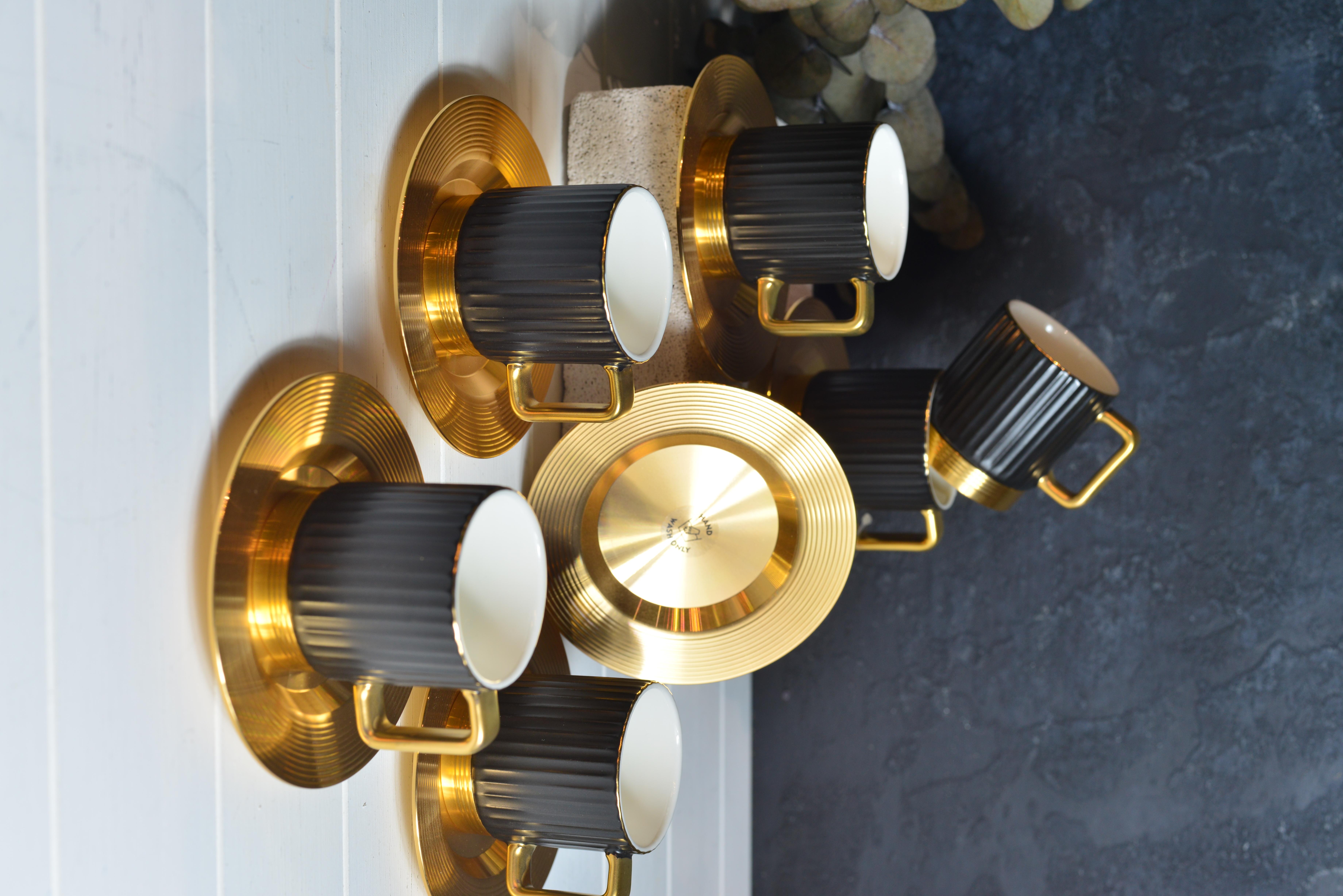 Aurora Black 6 Kişilik Porselen Türk Kahvesi Fincan Takımı