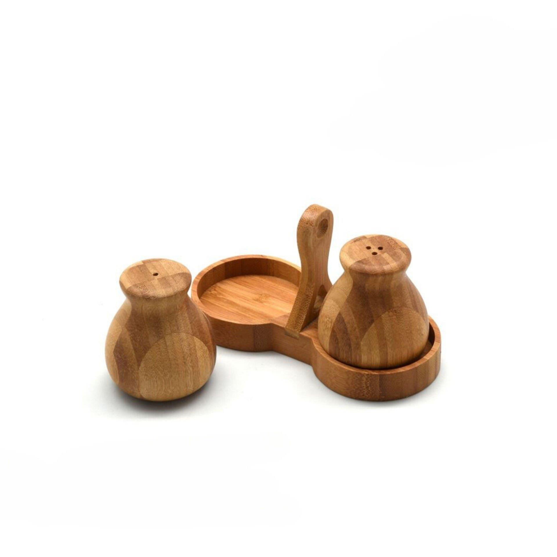 Bambu 2 li Tombul Stantlı Tuzluk & Biberlik