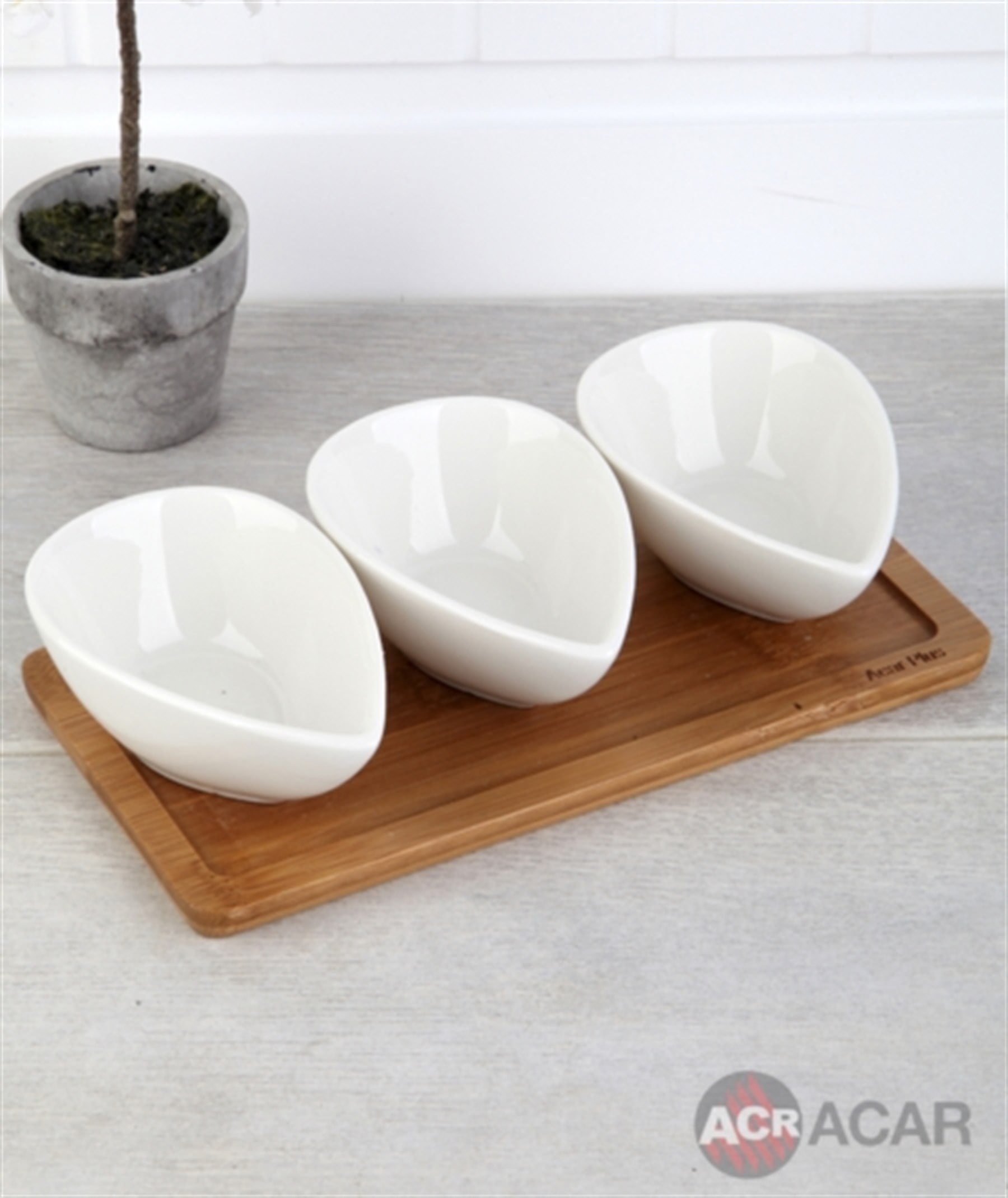Bambu Tepsili Porselen Kahvaltılık / Çerezlik