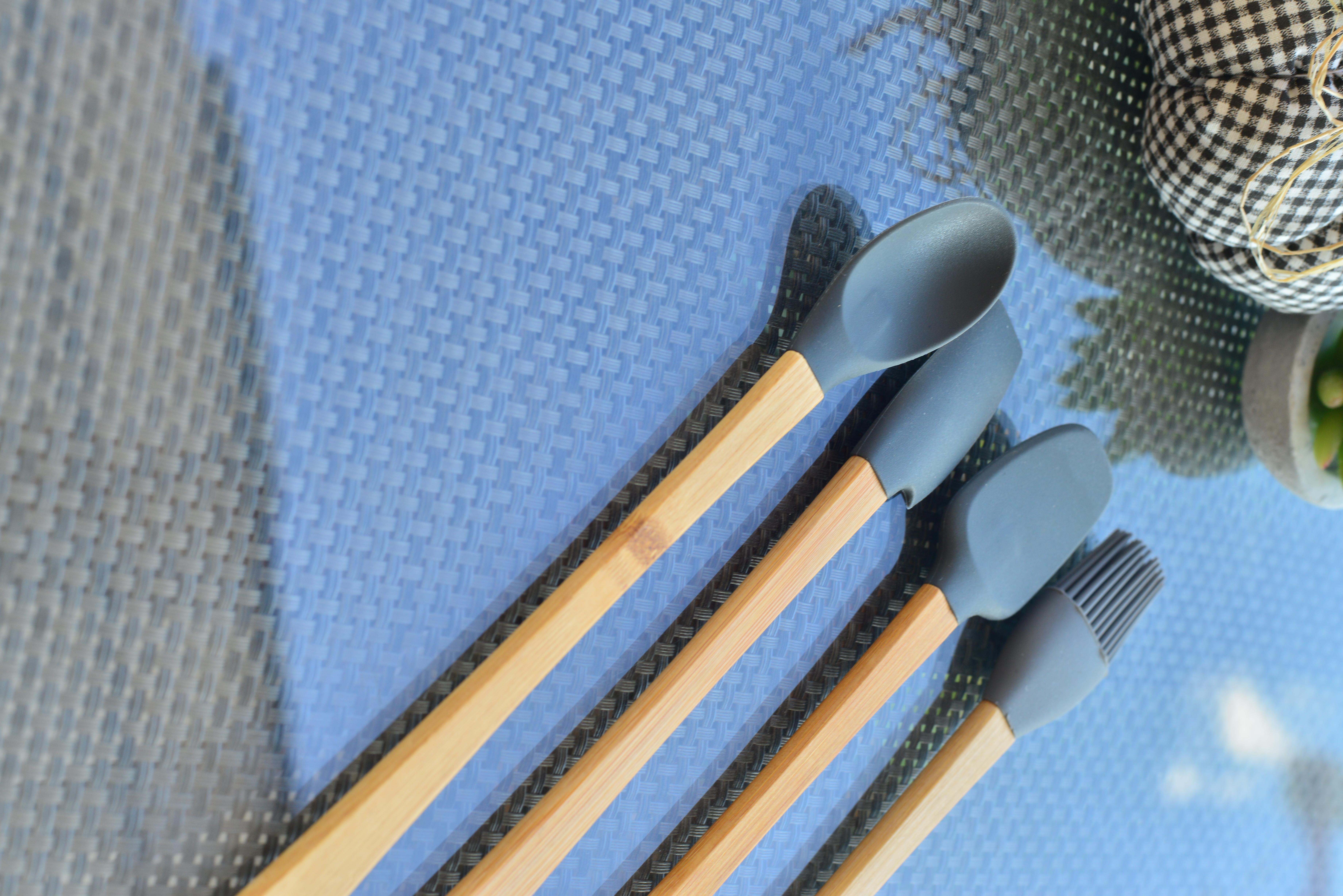 Bella 4 Lü Mini Bambu Spatula Seti / Gri