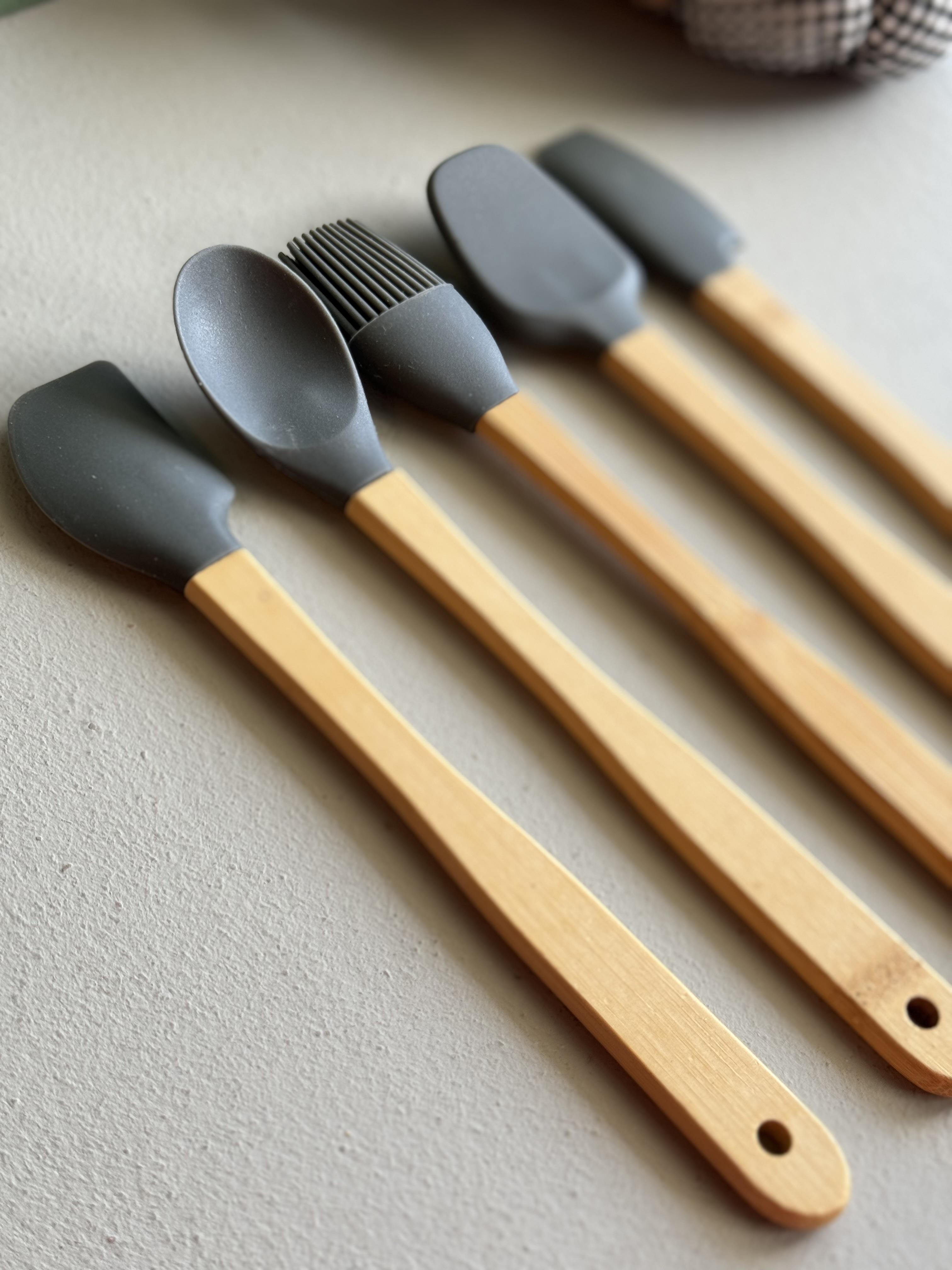 Bety 5 Li Mini Bambu Spatula Seti - Gri