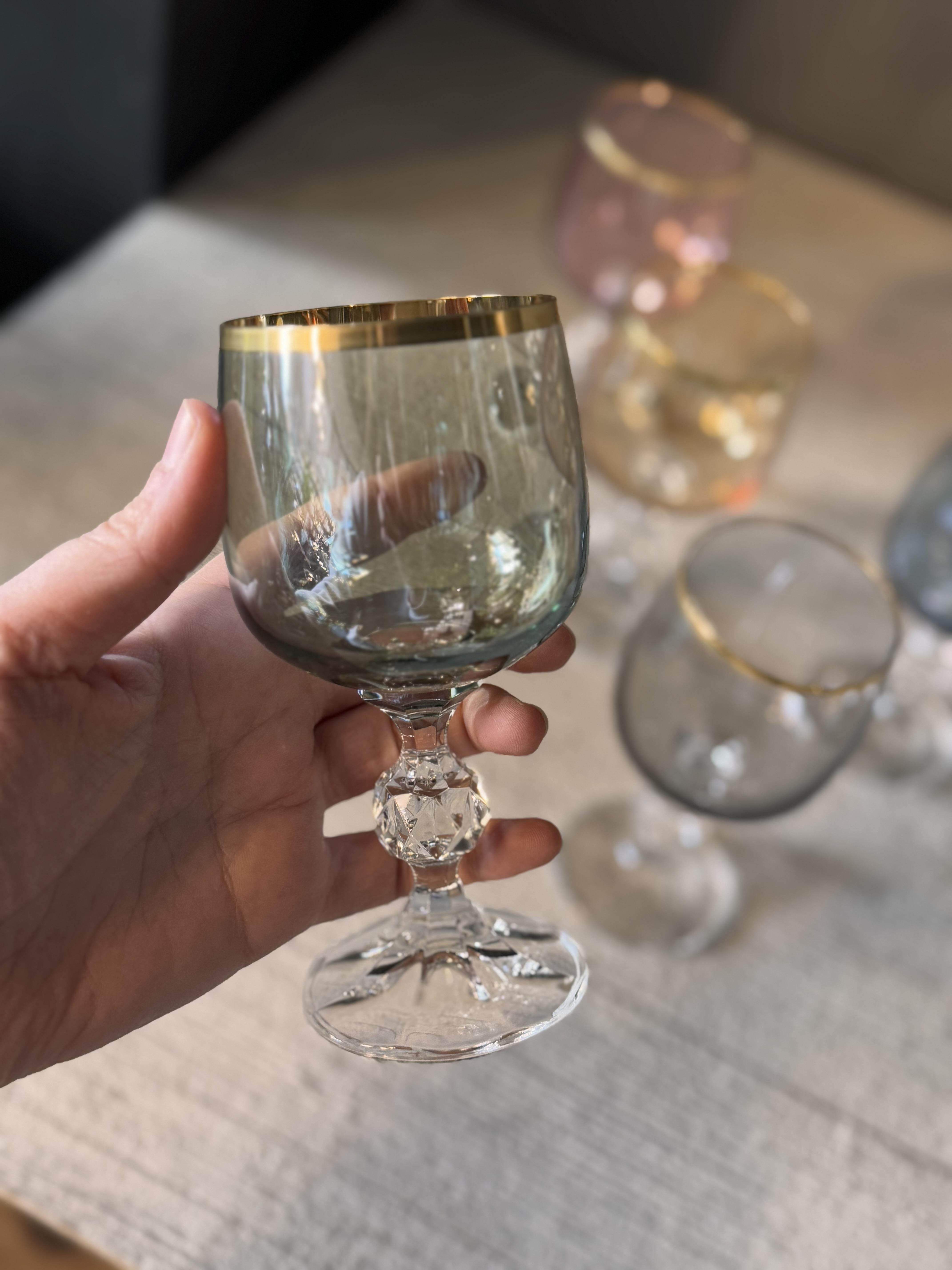 Bohemia Altı Renk Lüster Kahve Yanı Cam Bardak 6 lı - 190 CC