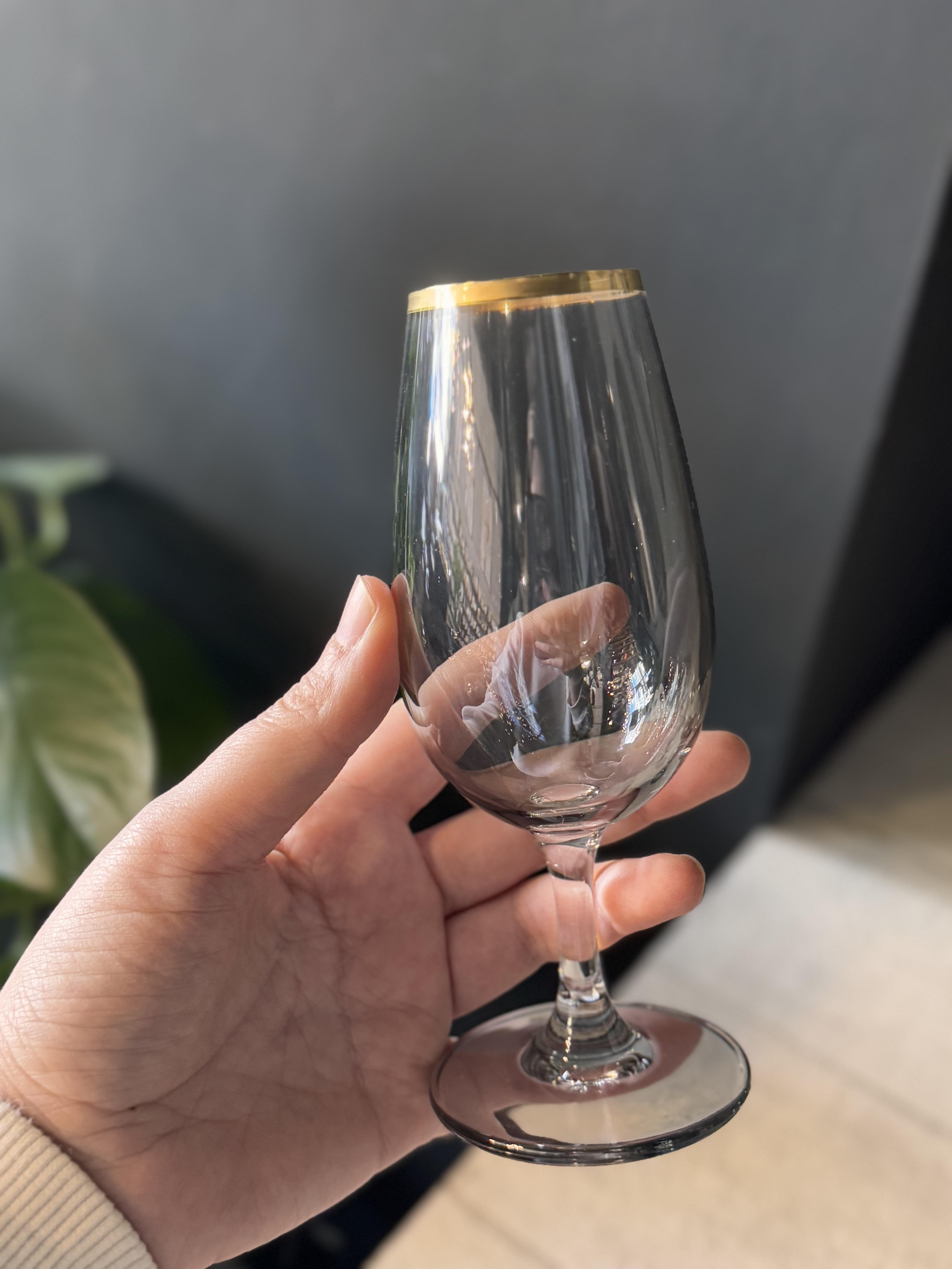 Bohemia Füme Lüster Kahve Yanı Cam Bardak 6 lı - 210 CC