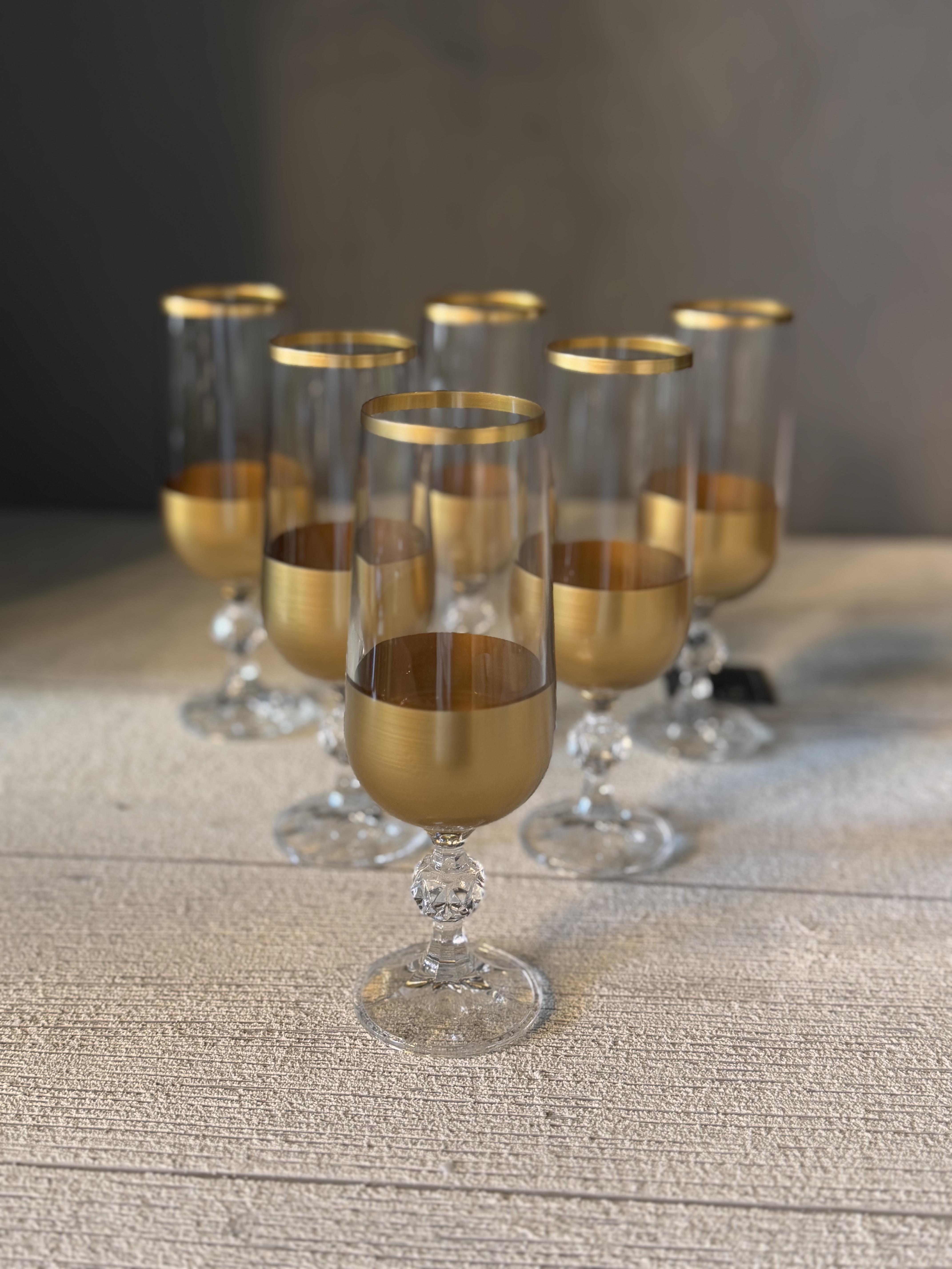 Bohemia Gold Kahve Yanı Cam Bardak 6 lı - 180 CC