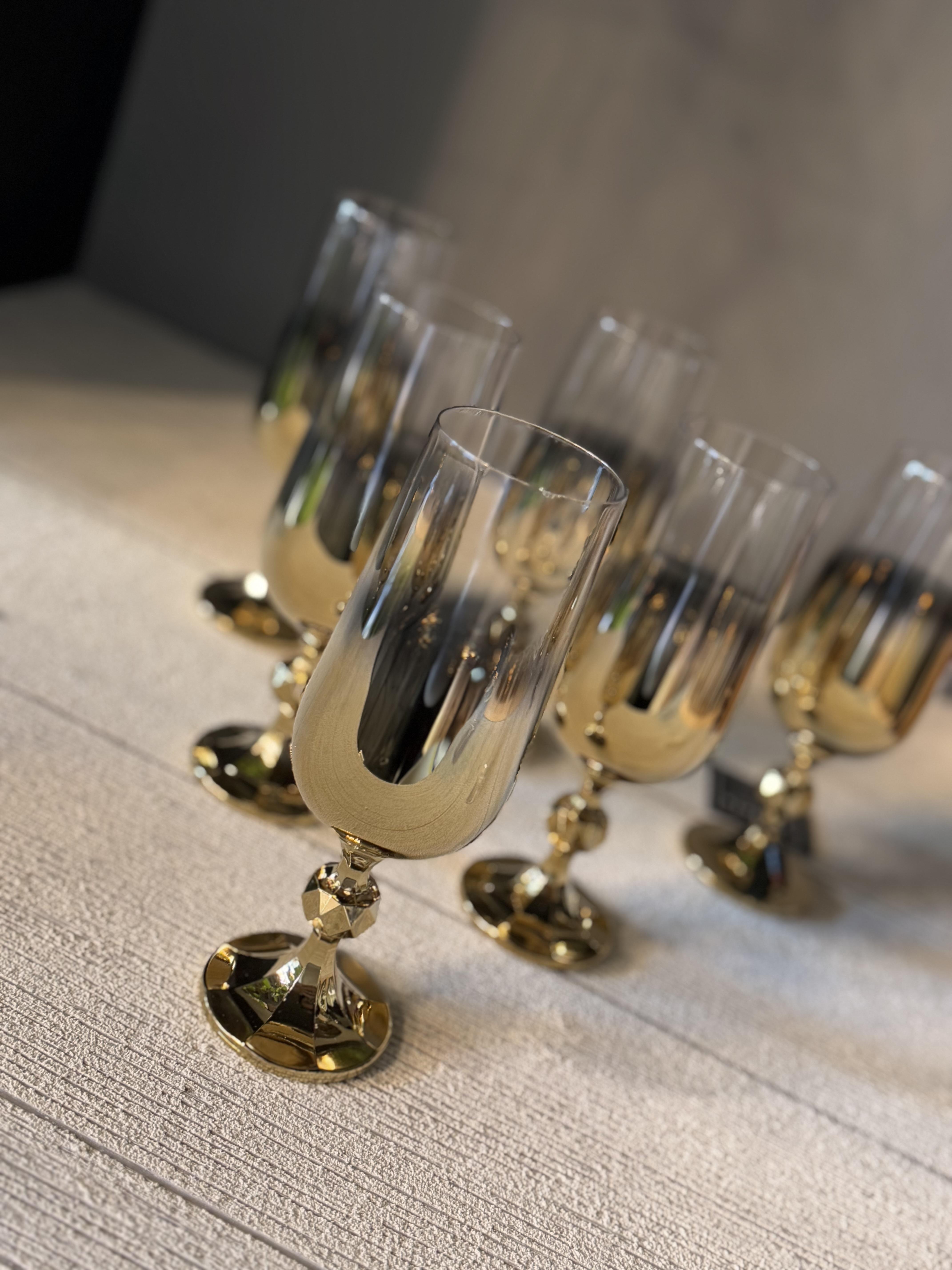 Bohemia Titanyum Gold Kahve Yanı Cam Bardak 6 lı - 180 CC