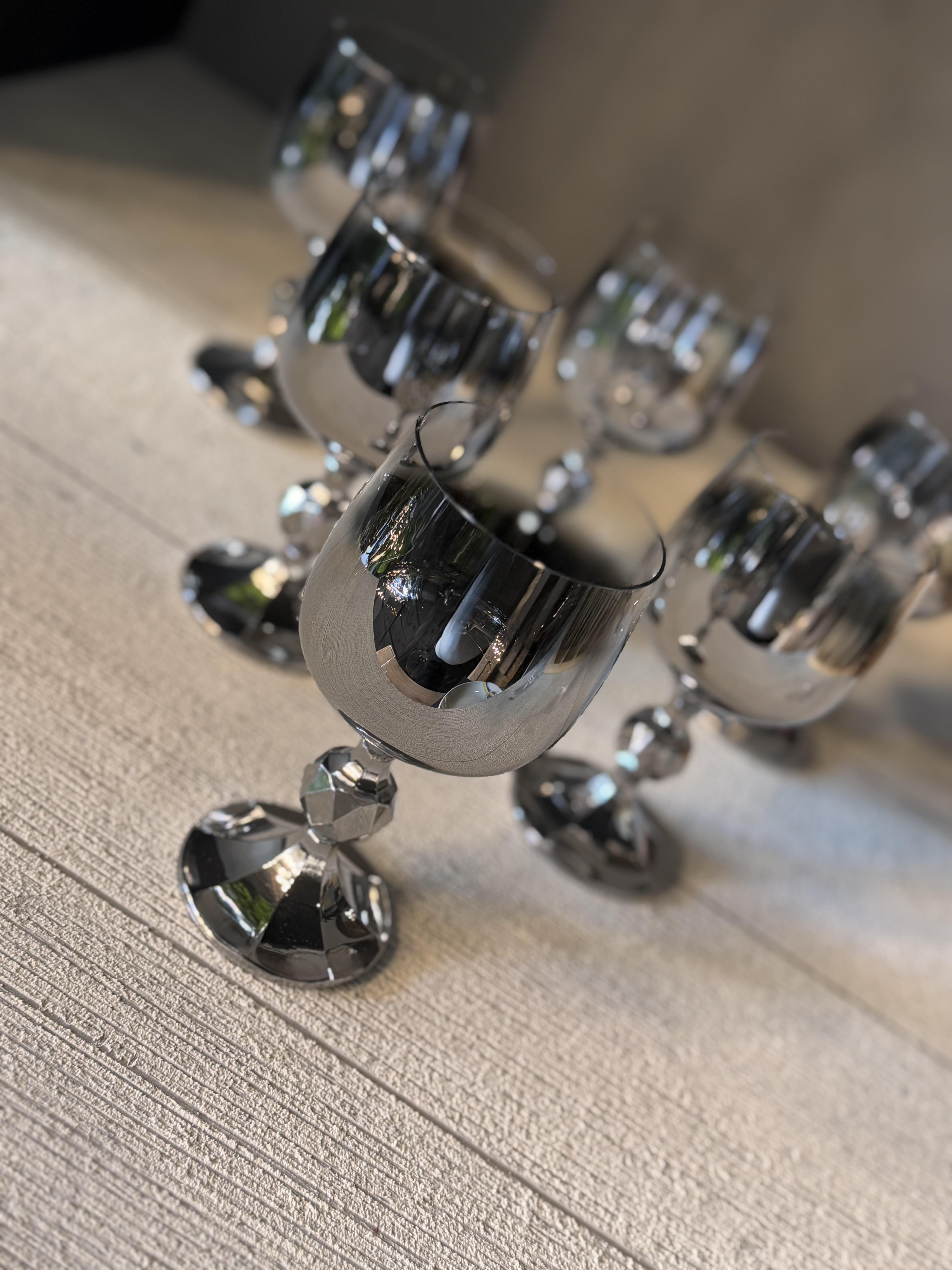 Bohemia Titanyum Silver Kahve Yanı Cam Bardak 6 lı - 150 CC