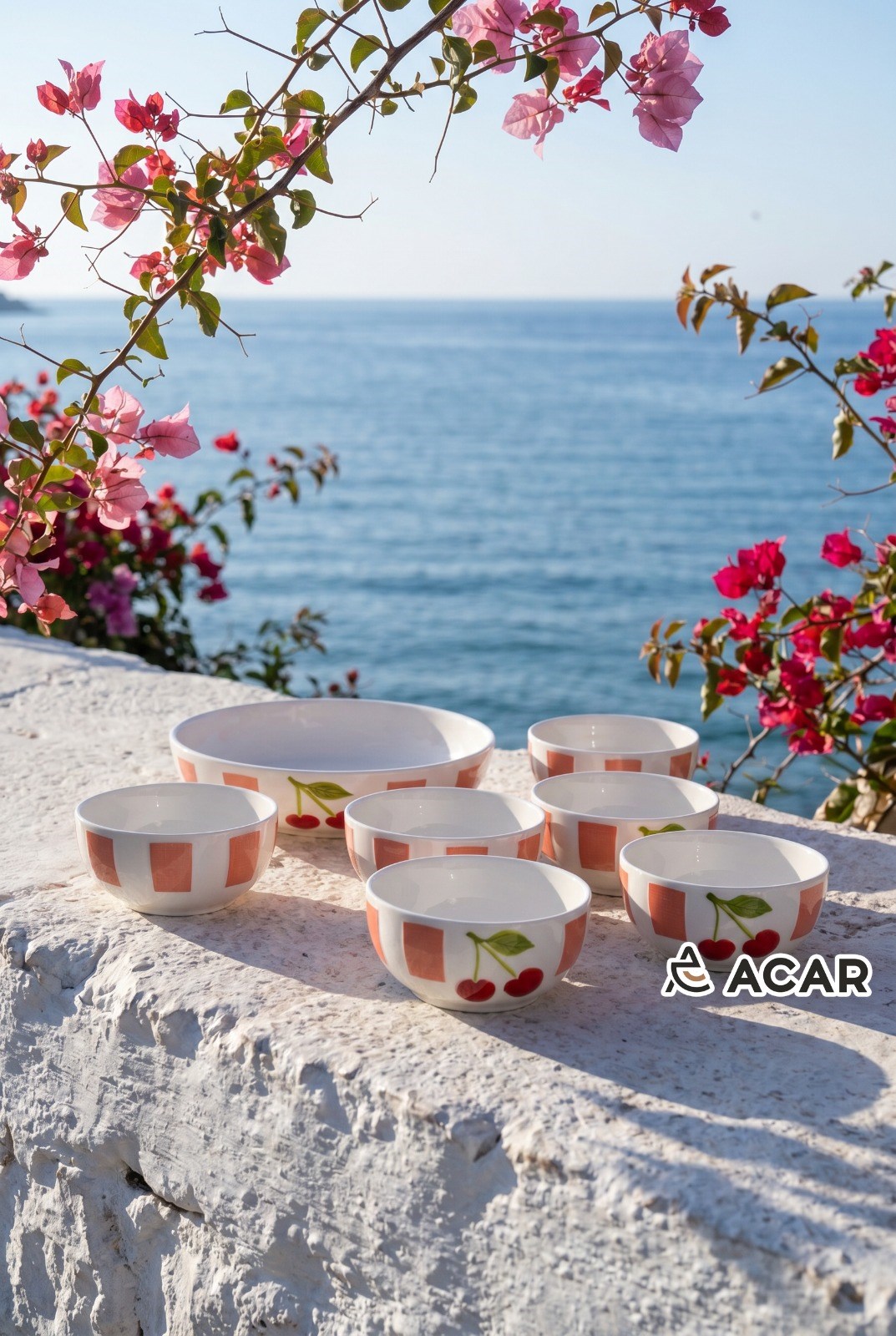 Cherry Much Collection Porselen 7 Parça Kase Seti - Pink