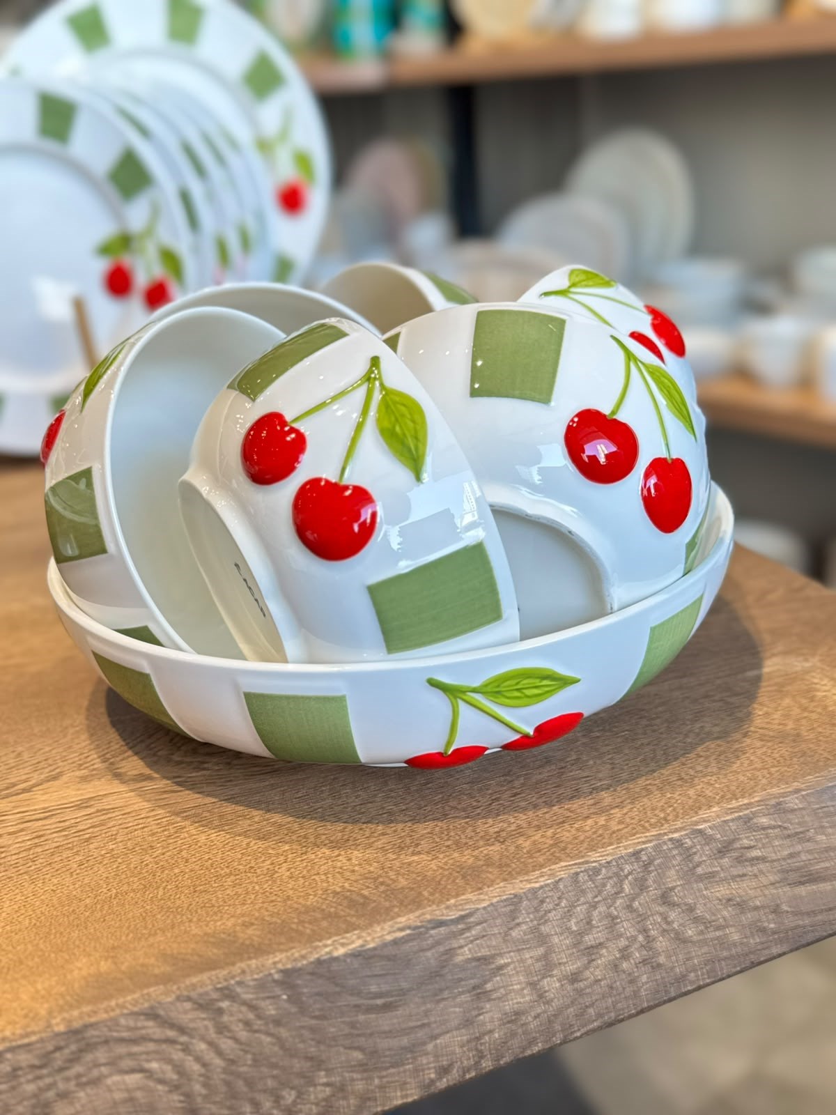 Cherry Much Collection Porselen 7 Parça Kase Seti - Green